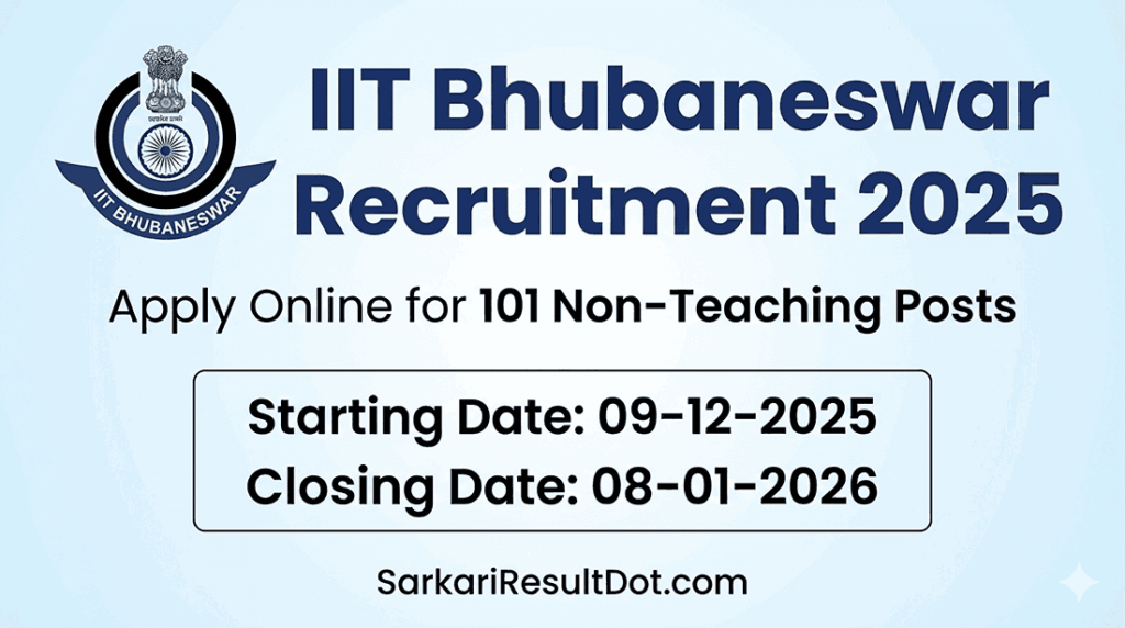 IIT Bhubaneswar Recruitment 2025: Apply Online for 101 Non-Teaching Posts