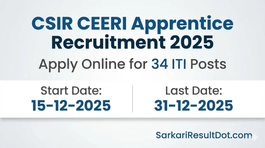 CSIR CEERI Apprentice Recruitment 2025: Apply Online for 34 ITI Posts