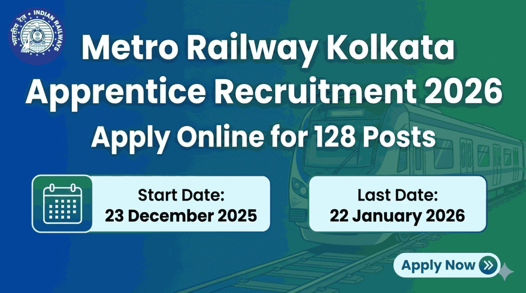 Metro Railway Kolkata Apprentice Recruitment 2026: Apply Online for 128 Posts