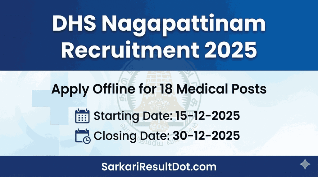 DHS Nagapattinam Recruitment 2025: Apply Offline for 18 Medical Posts