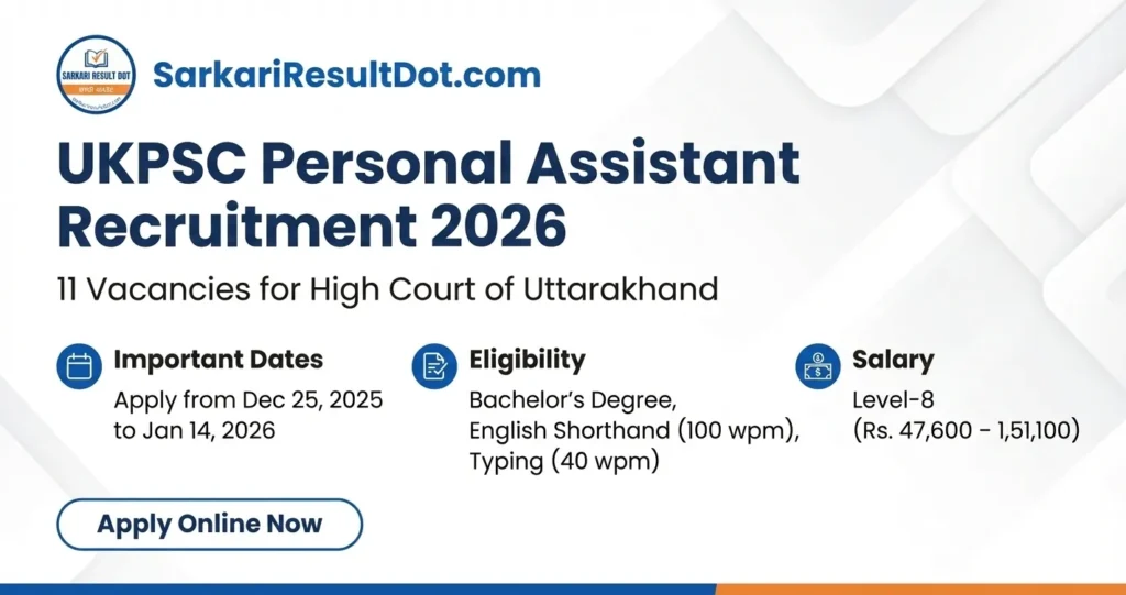 UKPSC Personal Assistant Recruitment 2026
