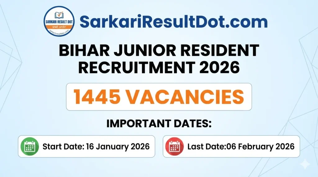 Bihar Junior Resident Recruitment 2026
