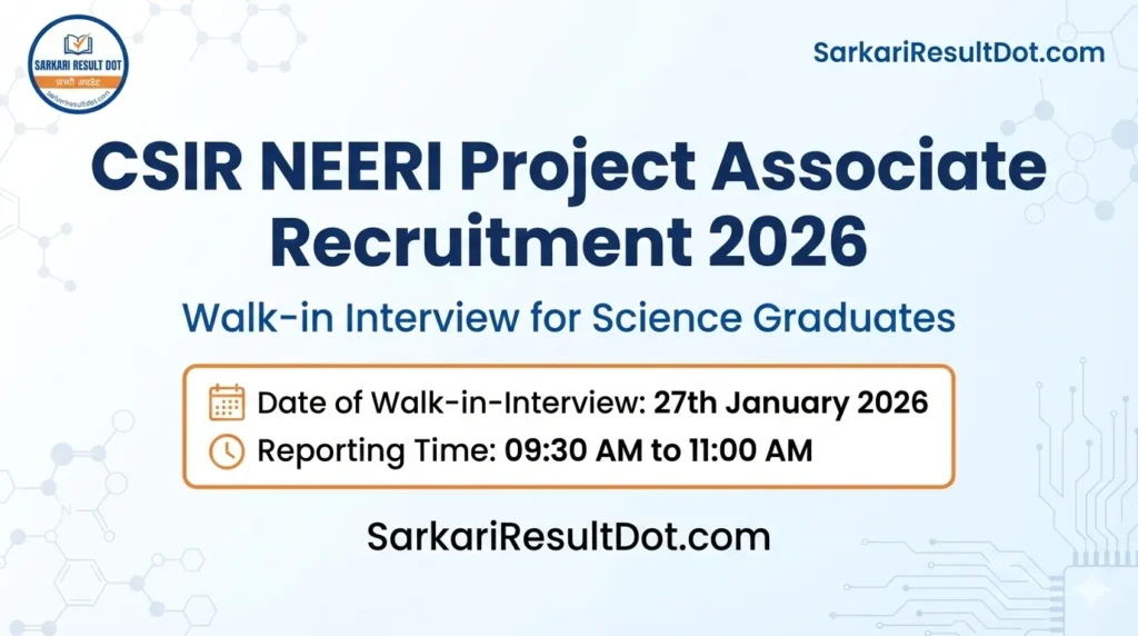 CSIR NEERI Project Associate Recruitment 2026