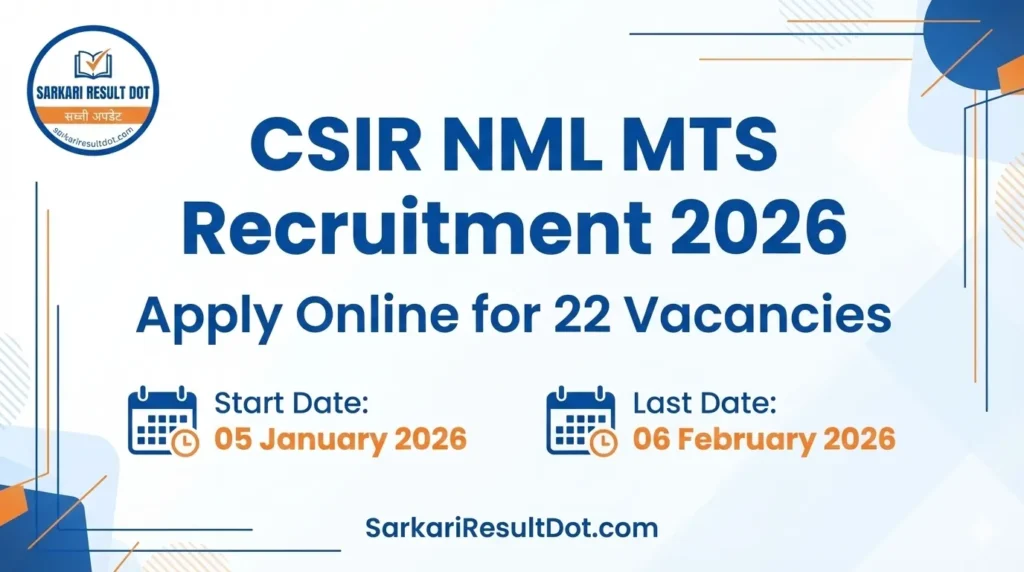 CSIR NML MTS Recruitment 2026
