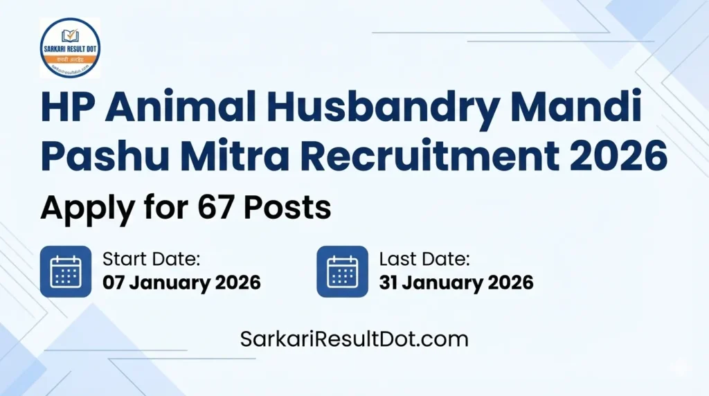 HP Animal Husbandry Mandi Pashu Mitra Recruitment 2026