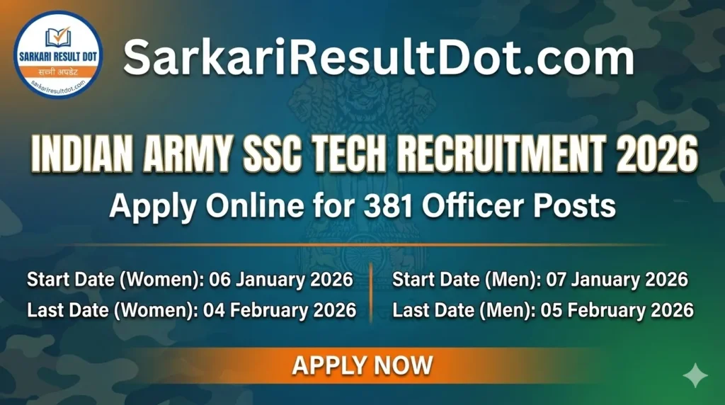 Indian Army SSC Tech Recruitment 2026