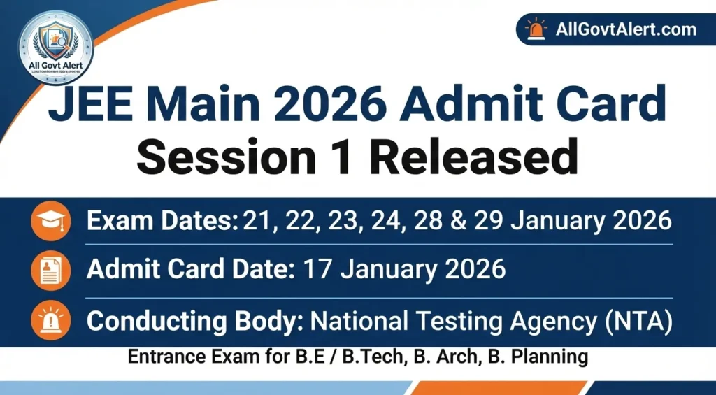 JEE Main 2026 Admit Card Out Download Session 1 Hall Ticket Here
