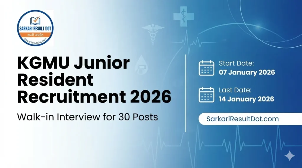 KGMU Junior Resident Recruitment 2026

