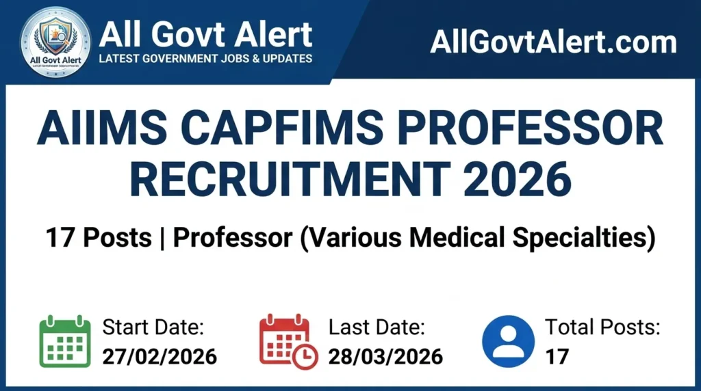 AIIMS CAPFIMS Professor Recruitment 2026 Apply Online for 17 Posts
