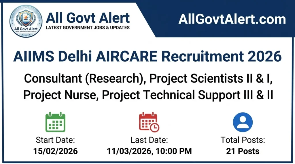 AIIMS Delhi AIRCARE Recruitment 2026 Apply Online for 21 Research Staff Posts