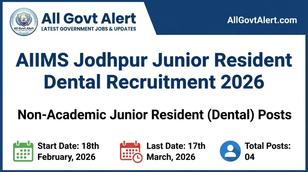 AIIMS Jodhpur Junior Resident Dental Recruitment 2026 Overview