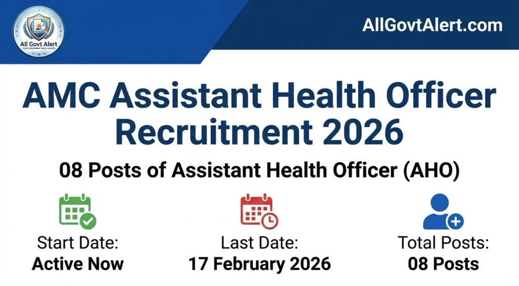 AMC Assistant Health Officer Recruitment 2026 Apply Online for 8 Posts