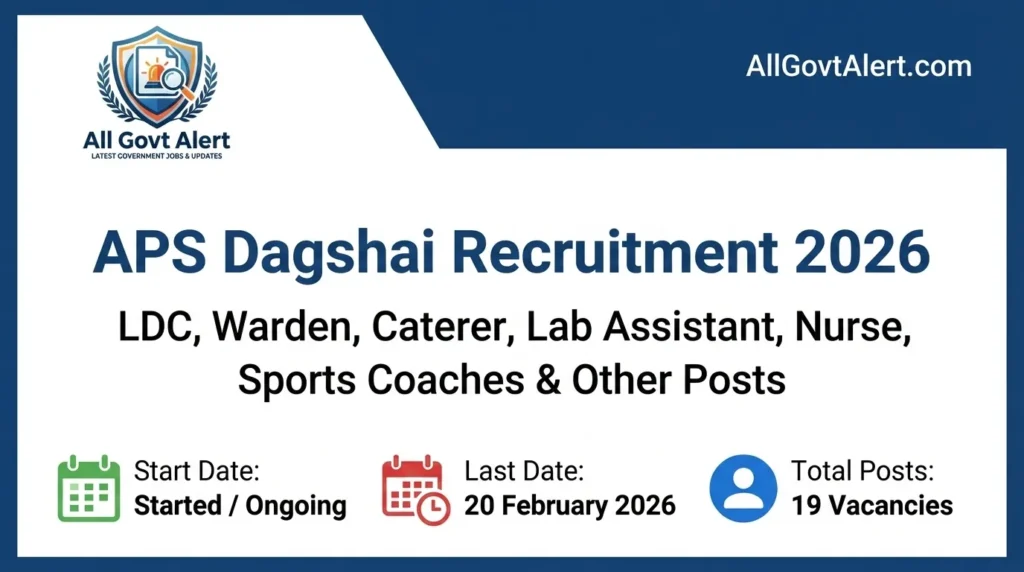 APS Dagshai Recruitment 2026 Apply for Non-Teaching & Coach Vacancies