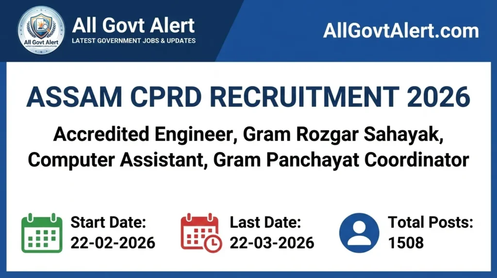 Assam CPRD Recruitment 2026 Apply Online for 1508 Panchayat Vacancies