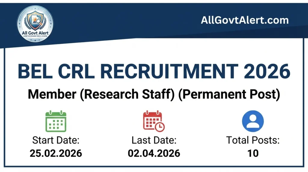 BEL CRL Recruitment 2026 Apply Offline for 10 Research Staff Vacancies