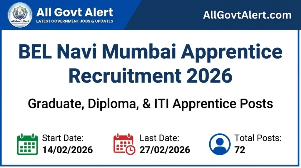 BEL Navi Mumbai Apprentice Recruitment 2026 Apply for 72 Graduate, Diploma & ITI Posts