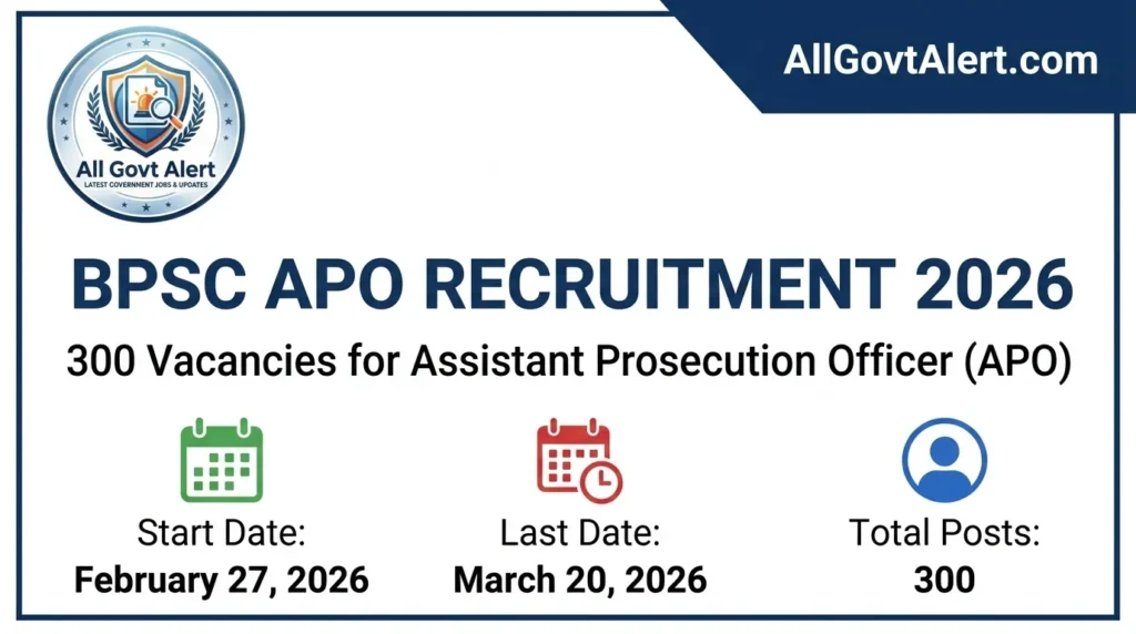 BPSC APO Recruitment 2026 Apply Online for 300 Prosecution Officer Posts