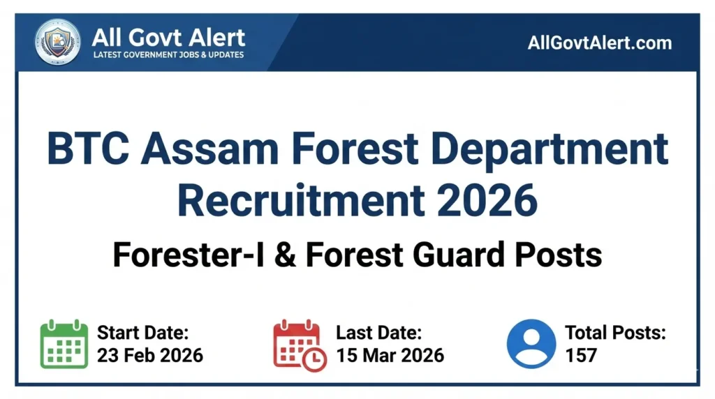 BTC Assam Forest Department Recruitment 2026 Apply Online for 157 Posts