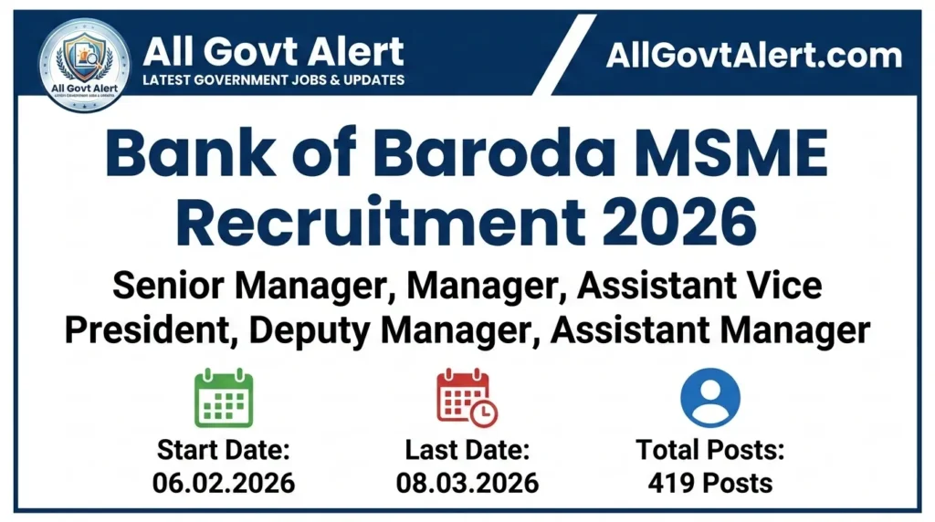 Bank of Baroda MSME Recruitment 2026 Apply Online for 419 Posts