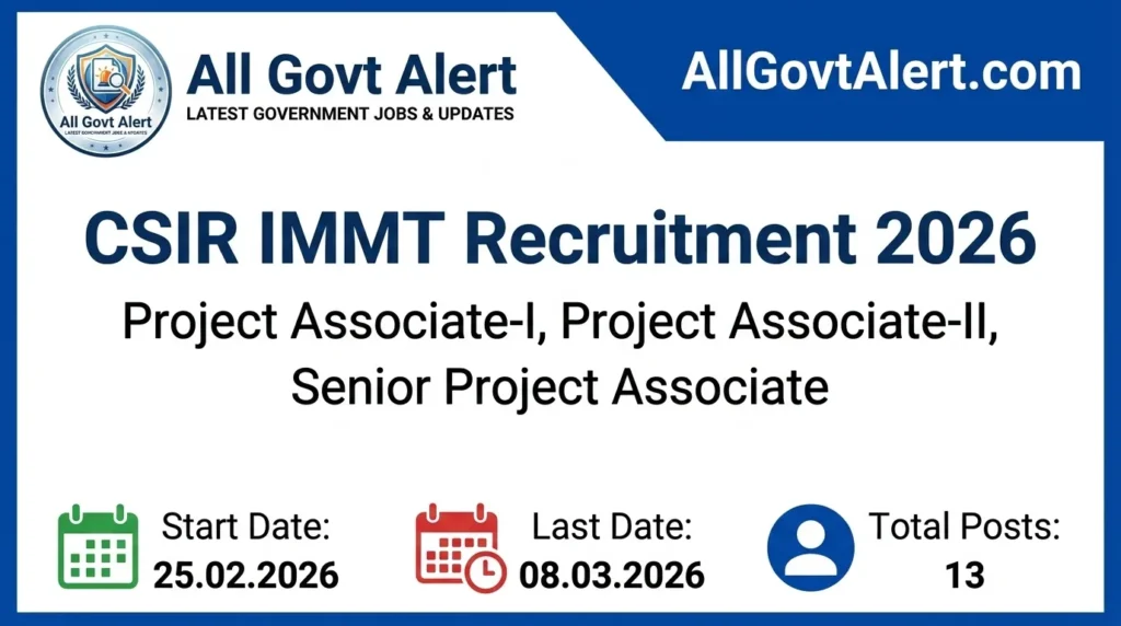 CSIR IMMT Recruitment 2026 Apply Online for 13 Project Associate Posts