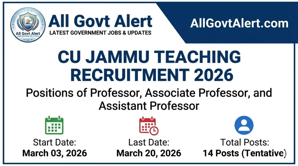 CU Jammu Teaching Recruitment 2026