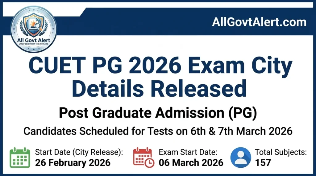 CUET PG 2026 Exam City Details Out - Check Advance Intimation Slip