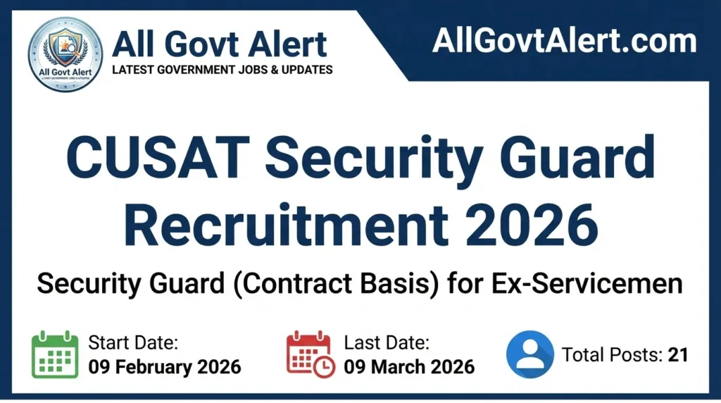 CUSAT Security Guard Recruitment 2026 Apply Online for 21 Vacancies