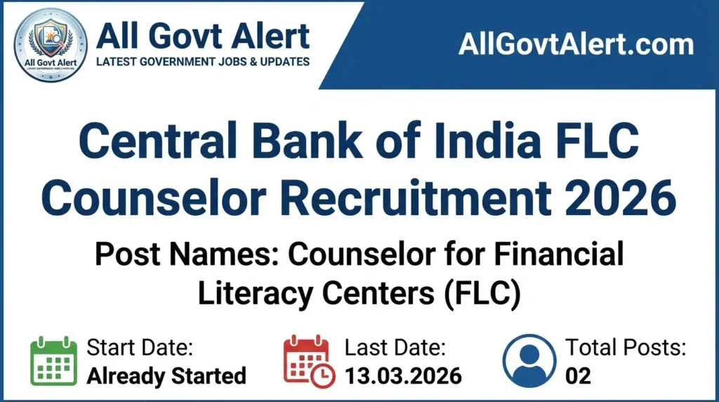 Central Bank of India FLC Counselor Recruitment 2026 Apply Offline Now