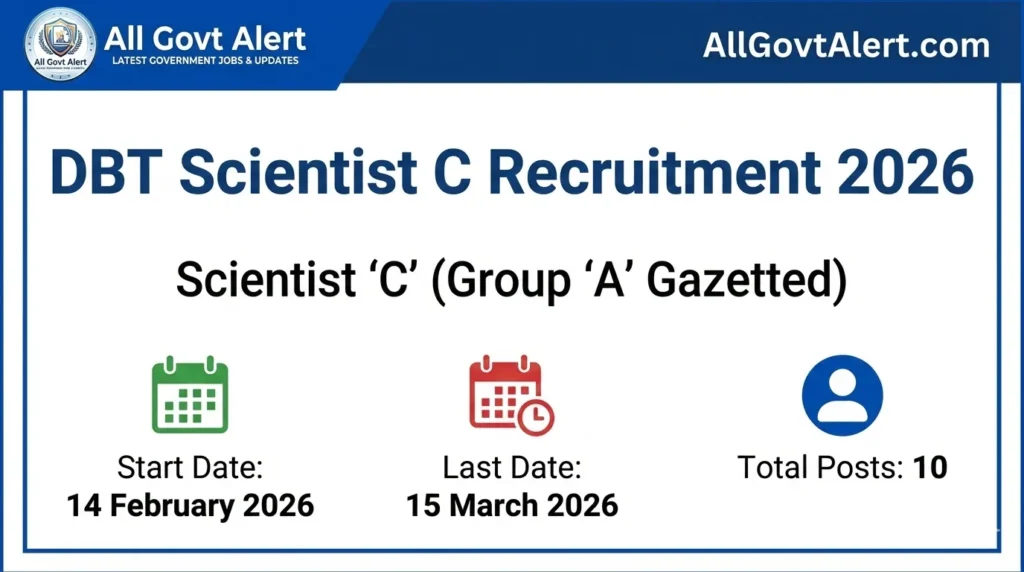 DBT Scientist C Recruitment 2026 Apply Online for 10 Group ‘A’ Posts