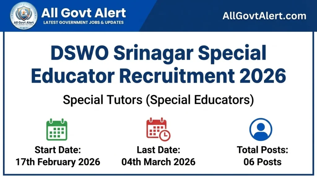 DSWO Srinagar Special Educator Recruitment 2026 Overview