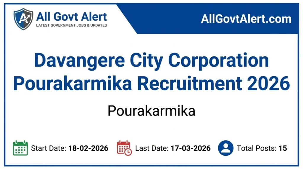 Davangere City Corporation Pourakarmika Recruitment 2026 Apply Offline for 15 Posts