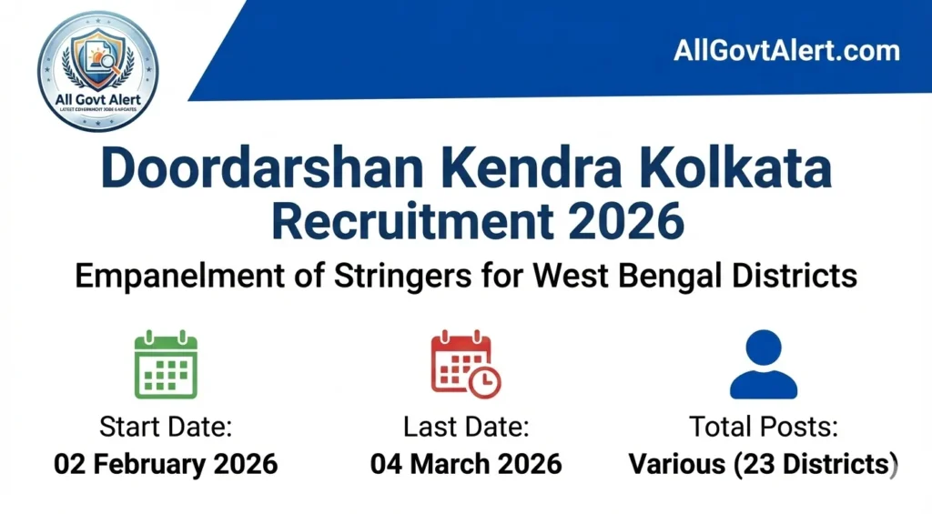 Doordarshan Kendra Kolkata Recruitment 2026 Apply Offline for Stringer Posts