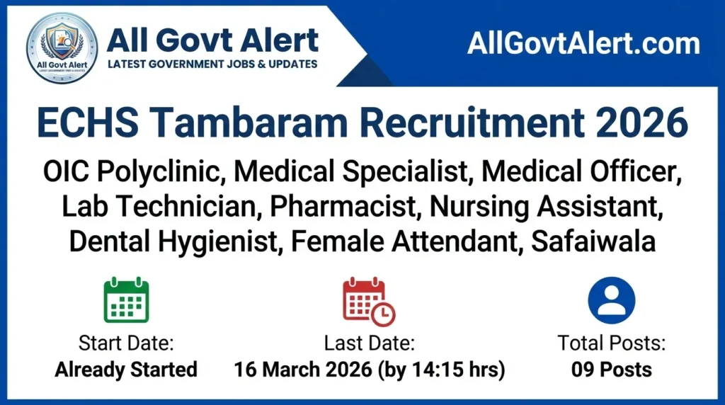 ECHS Tambaram Recruitment 2026 Apply Offline for Medical & Non-Medical Staff