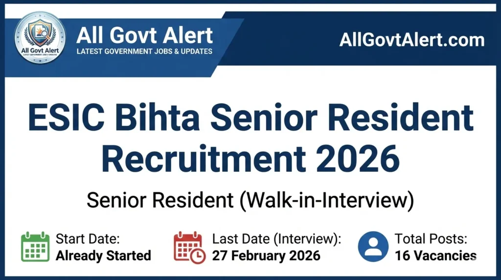 ESIC Bihta Senior Resident Recruitment 2026 Overview