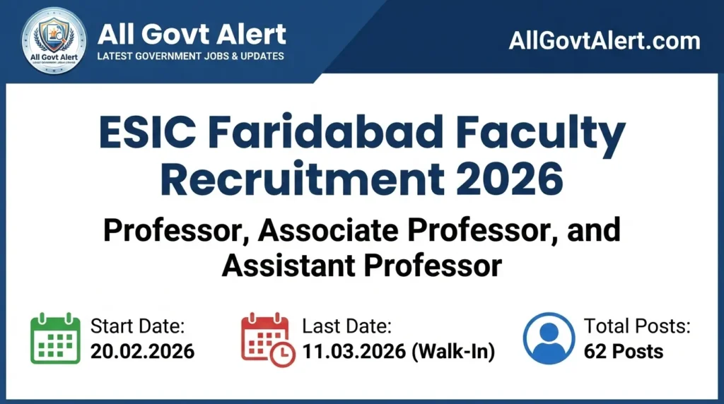 ESIC Faridabad Faculty Recruitment 2026 Direct Walk-In for 62 Posts