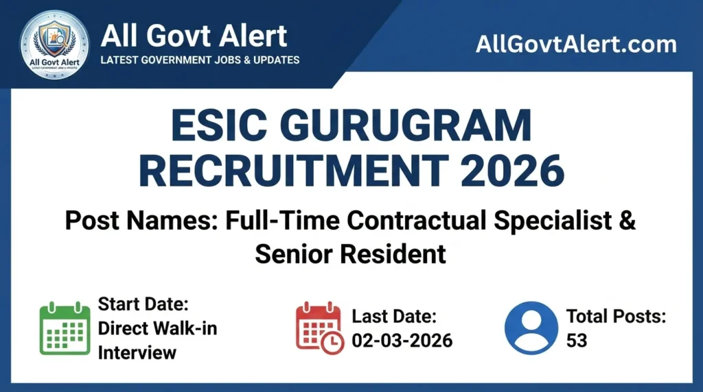 ESIC Gurugram Recruitment 2026 Walk-in Interview for 53 Medical Posts