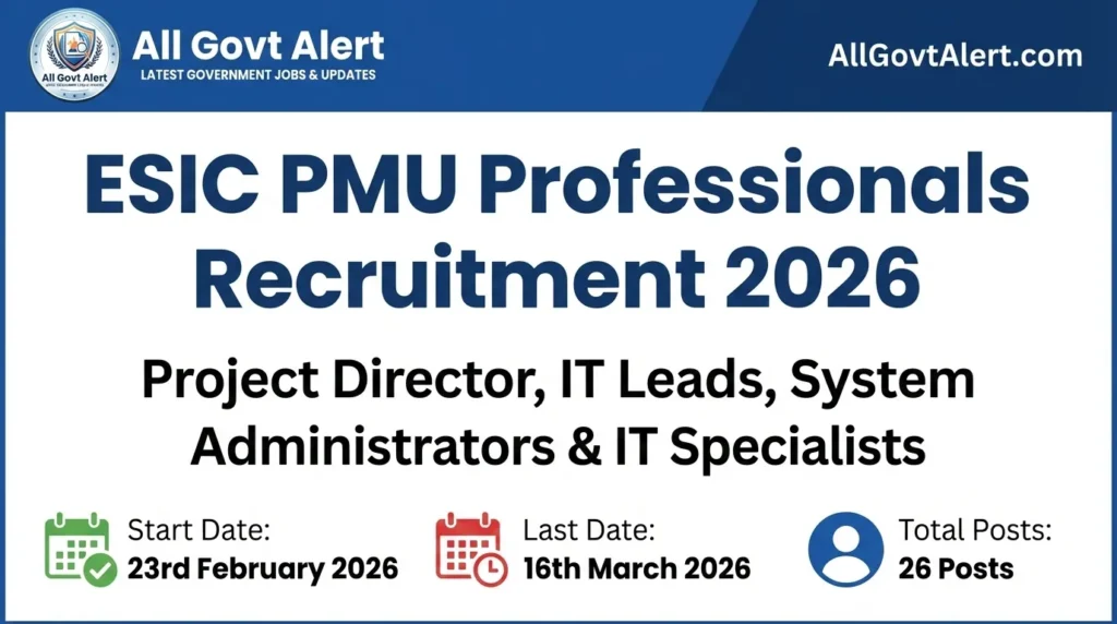 ESIC PMU Professionals Recruitment 2026 Apply Offline for 26 IT Posts