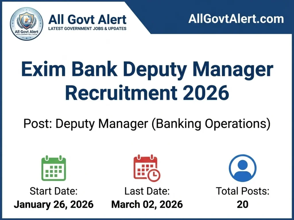 Exim Bank Deputy Manager Recruitment 2026 Apply Online for 20 Posts