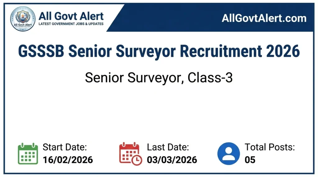 GSSSB Senior Surveyor Recruitment 2026 Apply Online for Class 3 PwD Posts