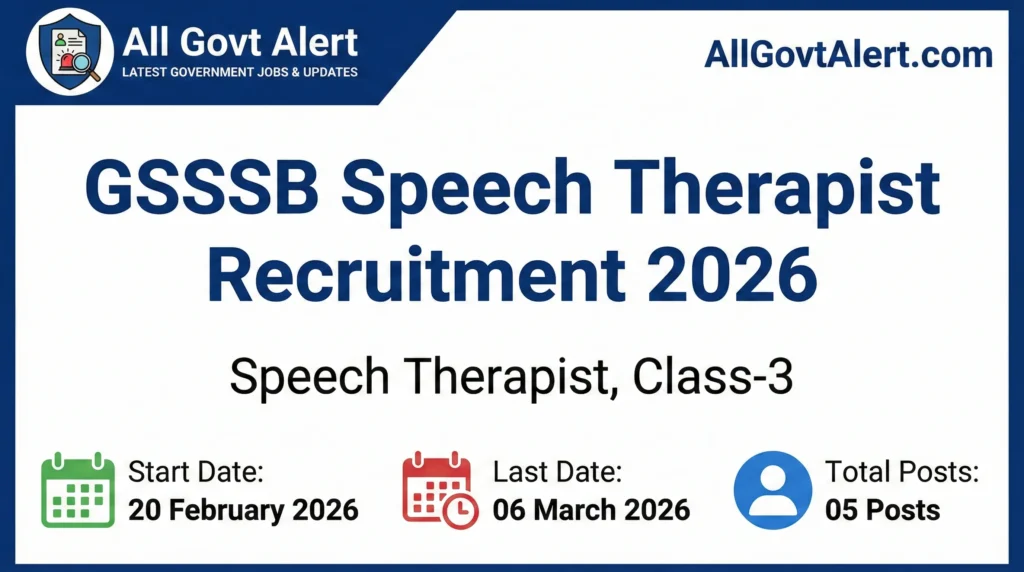GSSSB Speech Therapist Recruitment 2026 Apply Online for Class 3 Vacancies