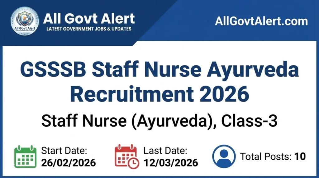 GSSSB Staff Nurse Ayurveda Recruitment 2026 Apply Online for Class-3 Posts
