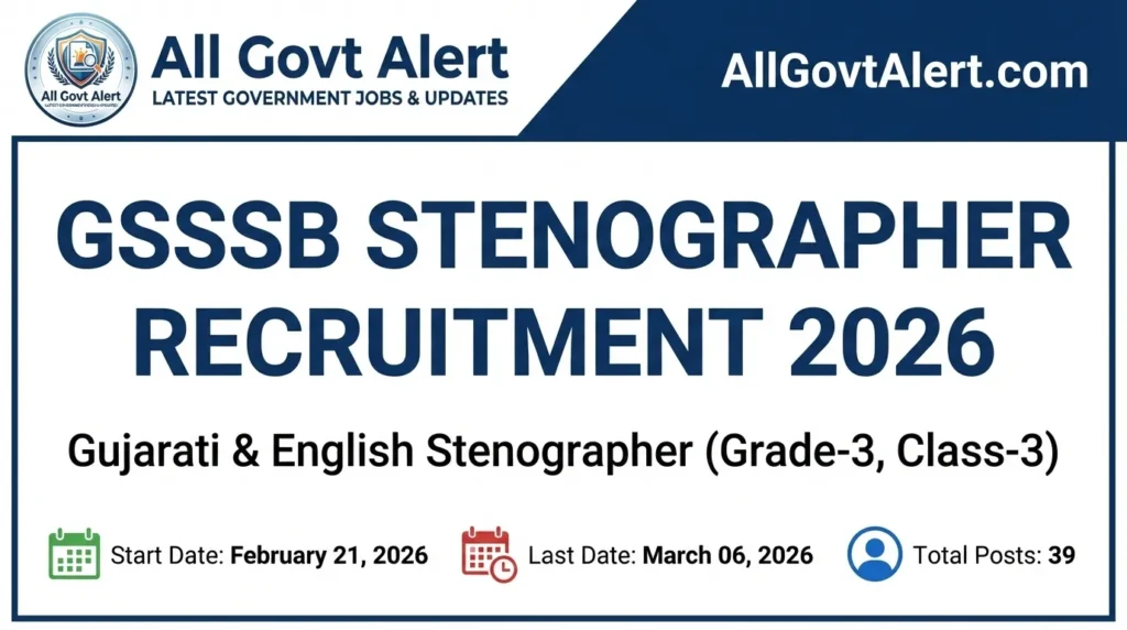 GSSSB Stenographer Recruitment 2026 Apply Online for 39 Grade-3 Posts