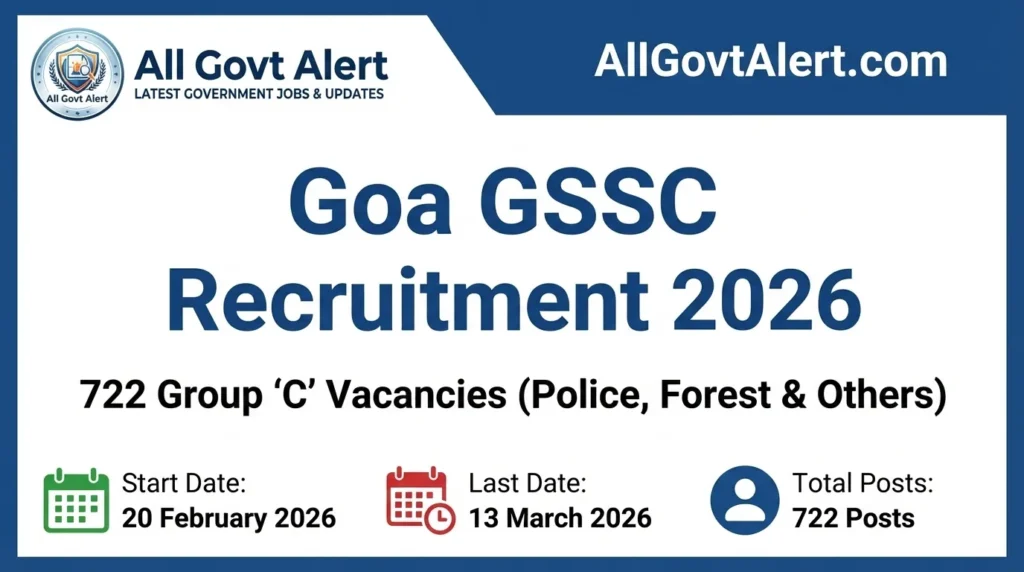 Goa GSSC Recruitment 2026 Apply Online for 722 Group C Posts