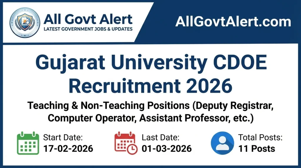 Gujarat University CDOE Recruitment 2026 Apply Online for Teaching & Non-Teaching Posts
