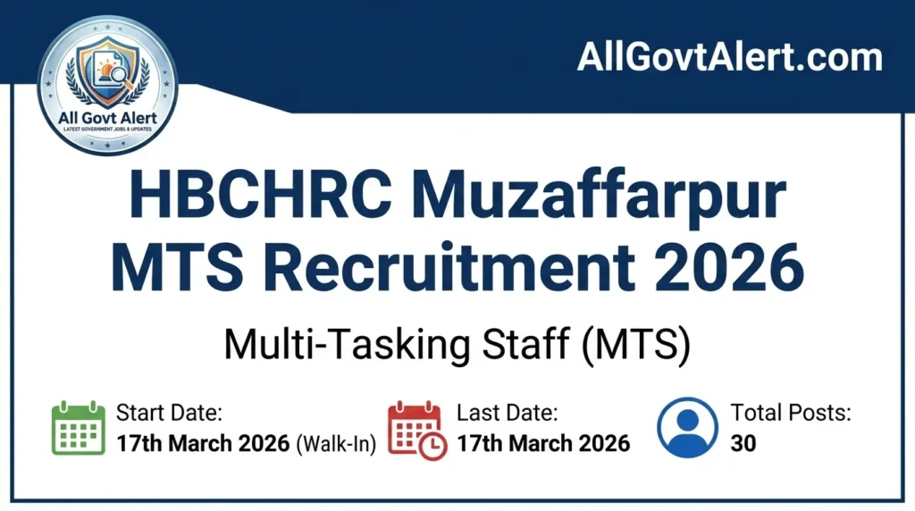 HBCHRC Muzaffarpur MTS Recruitment 2026 Walk-In Interview for 30 Posts