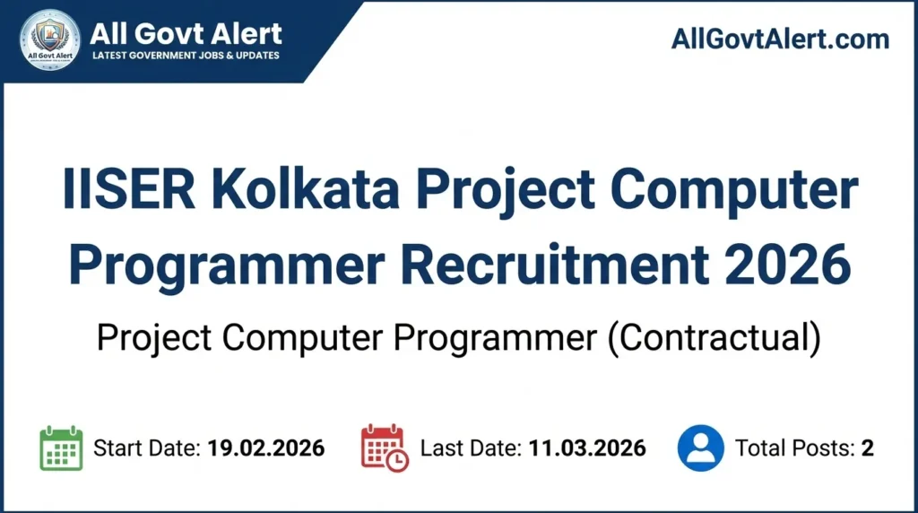 IISER Kolkata Project Computer Programmer Recruitment 2026