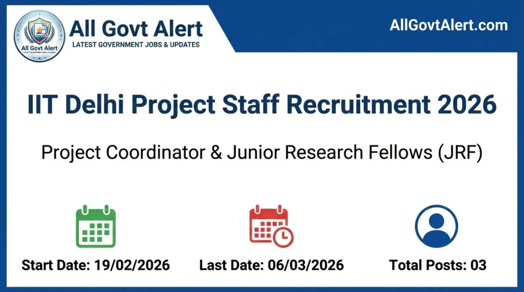 IIT Delhi Project Staff Recruitment 2026 Apply for JRF & Coordinator Posts