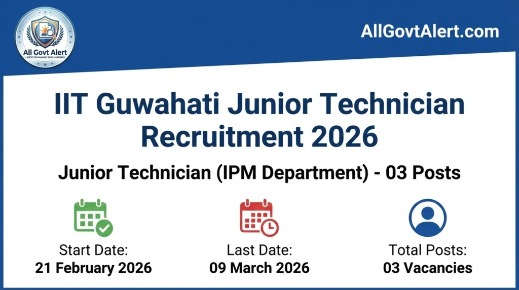 IIT Guwahati Junior Technician Recruitment 2026 Apply Online for 3 Posts