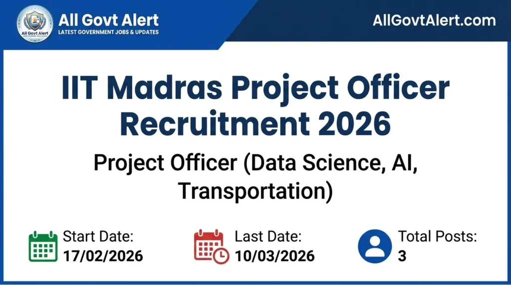 IIT Madras Project Officer Recruitment 2026 Apply Online for 3 Posts