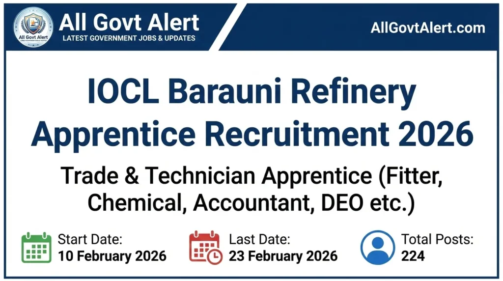 IOCL Barauni Refinery Apprentice Recruitment 2026